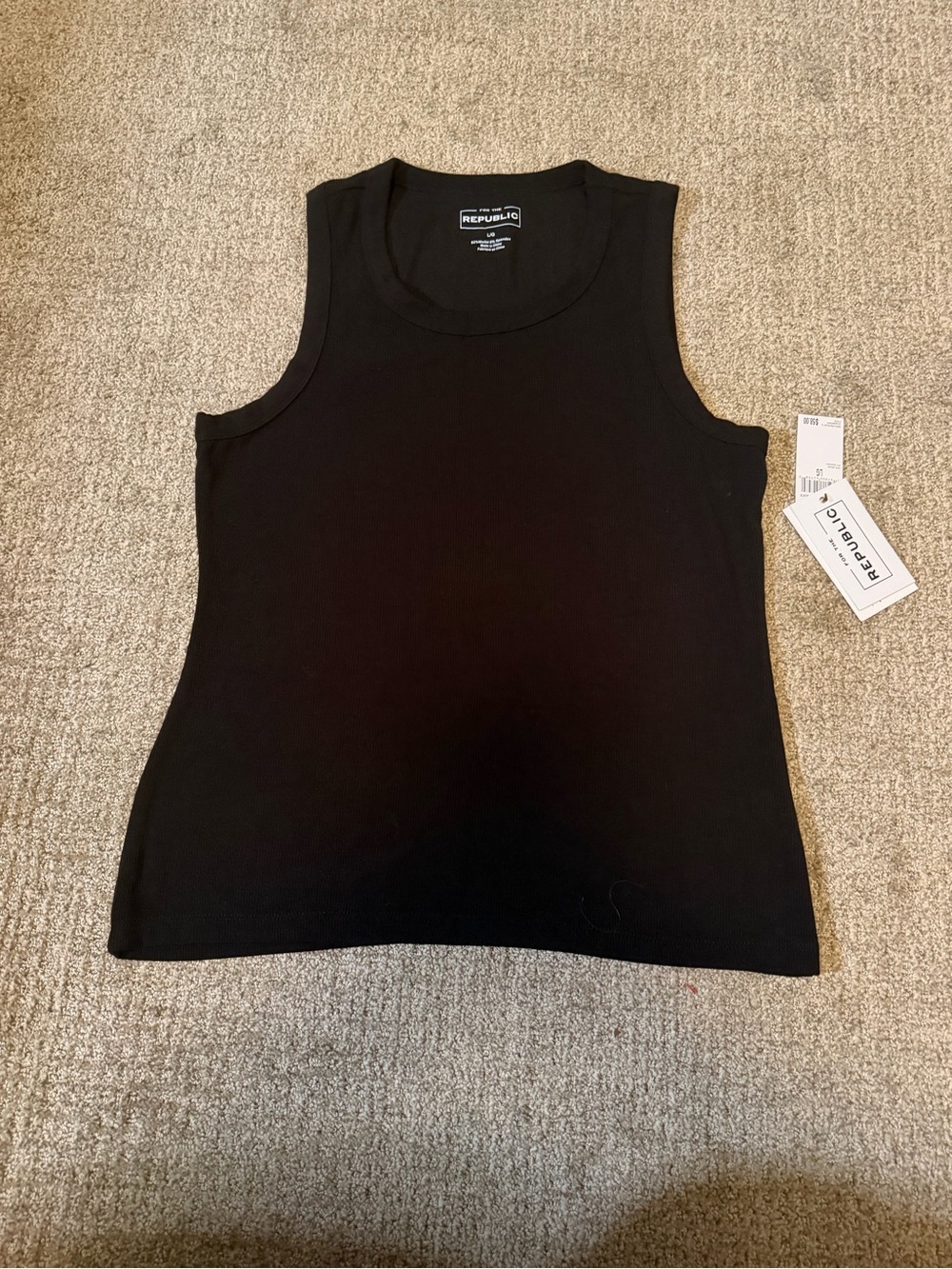 Black Sleeveless Ribbed Tank Top - For the Republic
